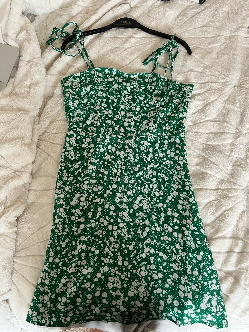 Green Floral Tie-Shoulder Sundress by